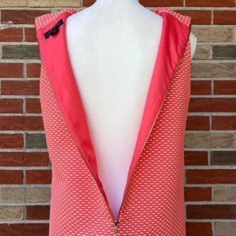 Tahari ASL Polka Dot Orange White A-line Sleeveless Mini Shift Dress 👗 - Picture 6 of 9